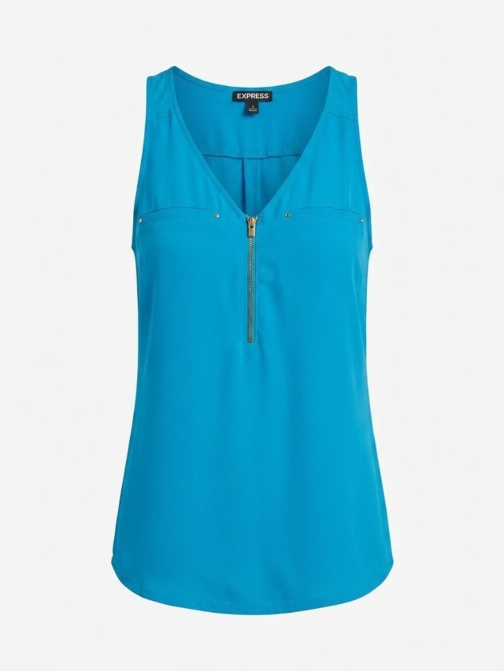 Express Turquoise Blue Half-Zip V-Neck Sleeveless Blouse XS